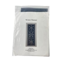Nancy Cucci Needlepoint WINTER BANNER 7&quot; x 12&quot; White Blue Sparkle - $24.06