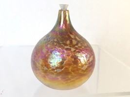 Vtg Signed Roger Vines Studio Art Glass Oil Lamps Iridescent Orange Gold... - $29.99