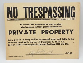 Vintage Butler Pennsylvania No Trespassing Hunting Sign - £16.78 GBP