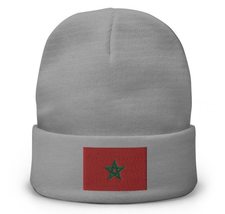 Hat Knitting Flag Morocco Hat pattern Knit Beanie Winter Hat Cuffed Bean... - $34.50