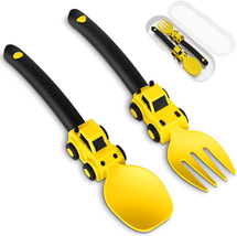 Construction Toddler Utensils - Toddler Forks and Spoons - Kids Spoon and Fork S - £22.60 GBP