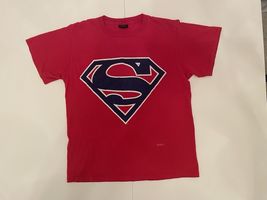 DC Comics Superman T Shirt Mens L, Red Background, Blue&amp;White “S” Superm... - $19.55
