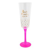 Best Mum Ever Neon Pink &amp; Gold Prosecco Glass Flute Mother&#39;s Day - £12.77 GBP