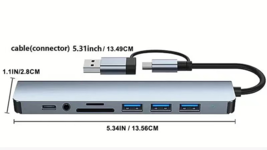 8-in-1 USB-C Hub Dock with USB 3.0, USB 2.0 &amp; SD/TF Card Reader - $6.86