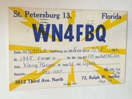 Vintage Ham Radio Card WN4FBQ St Petersburg Florida 1962 - $4.94