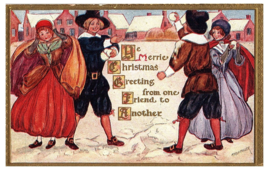 Merrie Christmas Greeting Young Couples Snowball Fight Miller 1910 Postcard - £7.73 GBP
