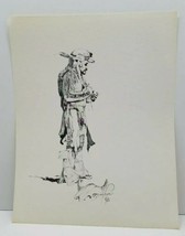 Vtg Judy Meyer Western Man Print 14X11 Judith Angell Colorado 1974 Davy Crockett - £19.32 GBP