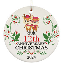 Cute Deer Couple Ornament Our 12th Anniversary Christmas 12 Year Keepsake Gift - £12.57 GBP