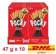 10 x Glico Pocky Chocolate Flavor Japanese Biscuit Stick New Fomula 47g - $45.49