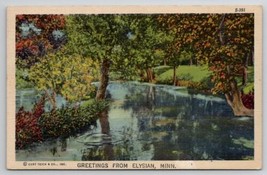 MN Greetings from Elysian Beautiful Pond Lake Scene Minnesota Postcard I27 - £7.20 GBP