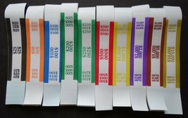 500 Mixed $25 to $10,000 Cash Money Self-Sealing Straps Currency Bands - £9.15 GBP