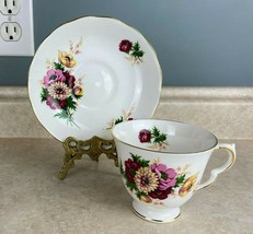 Queen Anne # S200 Floral Bouquet Fine Bone China Tea Cup And Saucer Set - £11.78 GBP