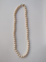Vintage Marvella Simulated Faux Pearl Necklace Knotted Golden Cream Color 18 In - £14.93 GBP