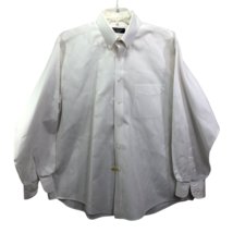 Roundtree &amp; Yorke Easy Care XL Polycotton Button Down Dress Shirt White Twill - £13.18 GBP