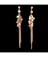 Copper-Tone Dangle Earrings Geometric Clusters Rhinestone Studs &amp; Chain ... - $14.20