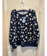 NWT Draper James Sweatshirt Womens 3X Blue Magnolia Cotton French Terry ... - €24,77 EUR
