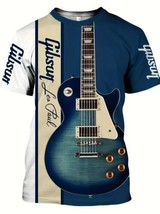 Men&#39;s T-Shirt Graphic Print Gibson Guitar Design T-shirt Size 2XL Ship USA - $22.76