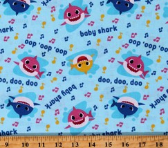 Cotton Baby Shark Song Fish Animals Kids Cotton Fabric Print by the Yard D510.44 - £7.43 GBP