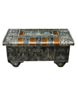 Elephant Floral Ornate Hinged Metal Wooden Box Mirrored Lined India 13 I... - $38.41