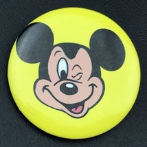 Mickey Mouse Winking Pin Button Vintage Yellow Background - £10.11 GBP