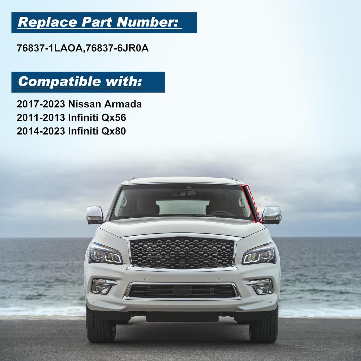 JUMOPARS Front Left Windshield A-Pillar Trim Molding Compatible with Infiniti Item image 2