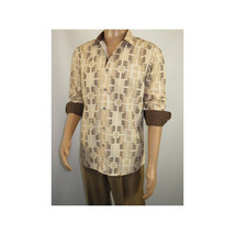 Mens Sports Shirt by DE-NIKO Long Sleeves Fashion Prints Soft Modal NK600 Khaki image 12