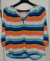 Crown &amp; Ivy Women&#39;s 3X Multicolor Striped Plus Size Peasant Top - $12.00