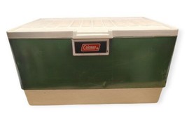 Vintage Coleman 1975 Green Metal Plastic Ice Chest Camping Cooler 21.5&quot;x... - $79.95