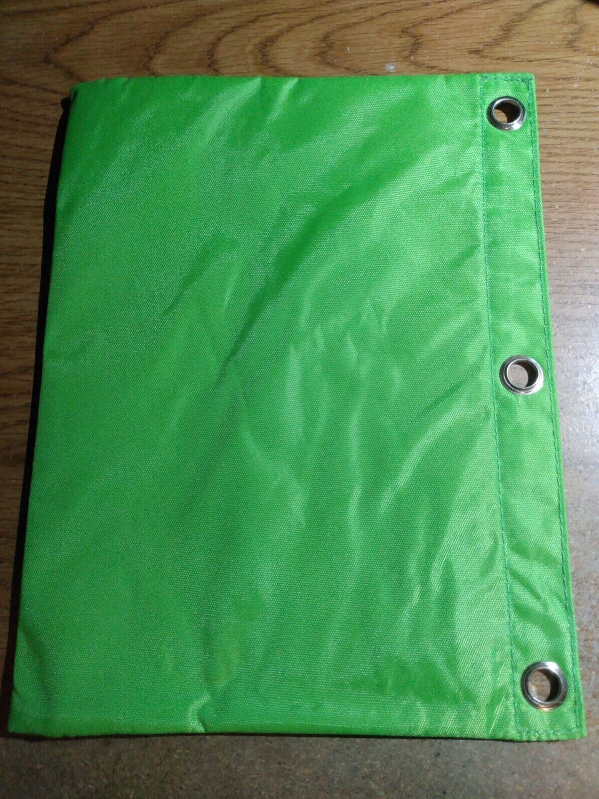 3 Ring Zippered Solid Binder Zip Case Pencil Pouch Green 10&quot; x 7&quot; Pen &amp; ... - $1.25