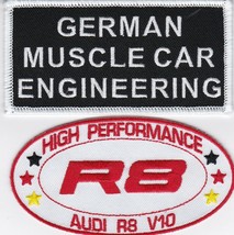 GERMAN MUSCLE CAR ENGINEERING AUDI R8 EMBROIDERED SEW/IRON PATCH BADGE A... - $11.99