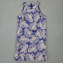 Loft Women Dress Size 8 Blue Midi Boho Paisley Sleeveless Empress Neckline Shift - £12.10 GBP