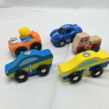 Lot Of (5) Vintage Red Blue Yellow 3&quot; Children&#39;s Toy Cars Firetruck Race... - $11.54