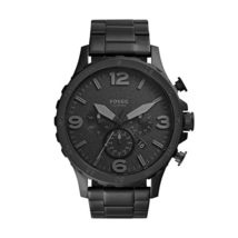 Fossil Men&#39;s Nate Quartz Stainless Steel and Leather Chronograph Watch, Color: B - £71.22 GBP+