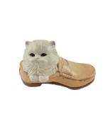 Ceramic Pottery White Kitten with Blue Bow in Shoe Signed by Jamill  - £9.31 GBP