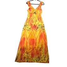 Fresh of LA Womens Large Maxi Dress Multicolor Animal Print orange Yello... - £10.19 GBP