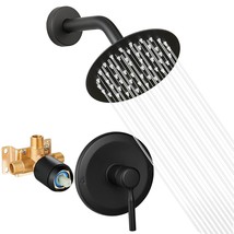 Black Shower Head And Faucet Set Complete With Valve Shower Fixtures Wit... - £79.74 GBP
