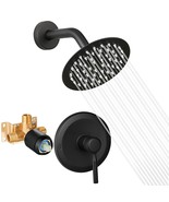 Black Shower Head And Faucet Set Complete With Valve Shower Fixtures Wit... - £81.27 GBP