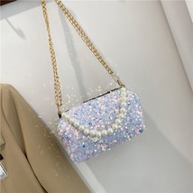 Fashion Women  Sequins Cylinder Bags Chain Handbag Solid Color Crossbody Tote fo - £50.06 GBP