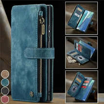 Leather Zipper Wallet Card Phone Case For Samsung Galaxy S24 S23 FE S22 Plus S21 - £14.29 GBP+