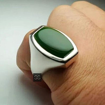 Men Green Onyx Ring, 925 Sterling Silver, May Birthstone, Husband Gift, Jewelry - £55.14 GBP