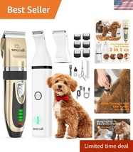 Gold &amp; White Dog Grooming Clippers with Paw Trimmer - Rechargeable &amp; Low... - $1,597.12 MXN