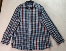 Bogari Shirt Mens XL Blue Multi Plaid Cotton Long Sleeve Collared Button... - £12.38 GBP