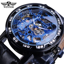 Winner Watch Men&#39;s Fashion Casual Classic Popular Rhinestone Hollow Manual Mecha - $45.00