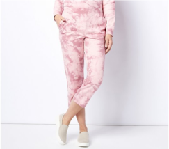 Denim &amp; Co. Crystal Wash French Terry Crop Pant (Soft Pink, Petite 5X) A477820 - £14.28 GBP