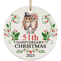 Our 51th Anniversary Christmas 2023 Ornament Gift 51 Years Owl Couple In Love - £11.70 GBP