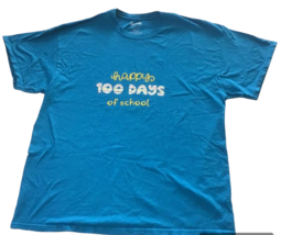 Happy 100 Days Of School T-Shirt Blue Adult XL Counting Teacher Aide Cel... - £11.83 GBP
