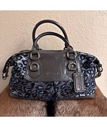 Coach Ashley Signature Optic Glitter Silver Ocelot Leopard Satchel Bag F... - $102.72 CAD
