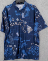 Favant Hawaii Polo Shirt Mens Sz Xl Blue Hawaiian Islands Gecko Hula Turtle Nwt - £16.13 GBP