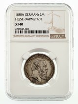 1888-A Allemagne Hesse-Darmstadt 2 Mark Pièce Argent Classé Par NGC Comm... - $2,644.47