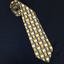 David Taylor Men&#39;s 100% Polyester Neck Tie Gold/Black/White 57&quot;x 4&quot; New - £7.76 GBP